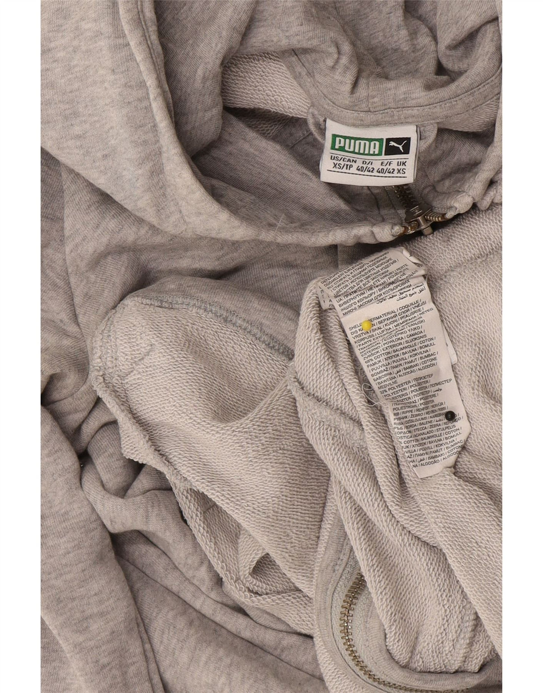 Felpa con cappuccio e zip da uomo Puma XS in cotone grigio