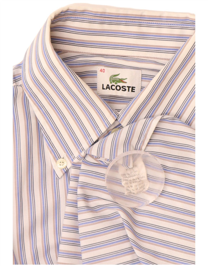 Camicia da uomo LACOSTE taglia 40 cotone a righe blu medio