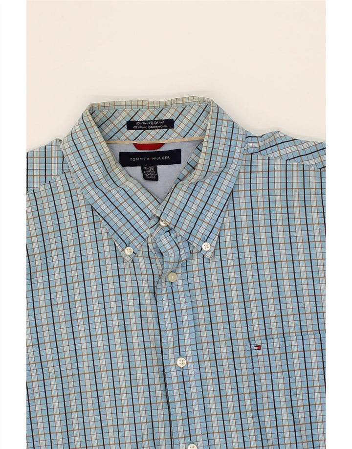 TOMMY HILFIGER Mens Shirt XL Blue Check Cotton Vintage Tommy Hilfiger and Second-Hand Tommy Hilfiger from Messina Hembry 