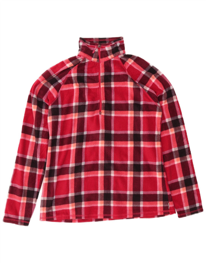 Maglione in pile da donna Eddie Bauer con collo e zip UK 14 Poliestere medio a quadri rossi