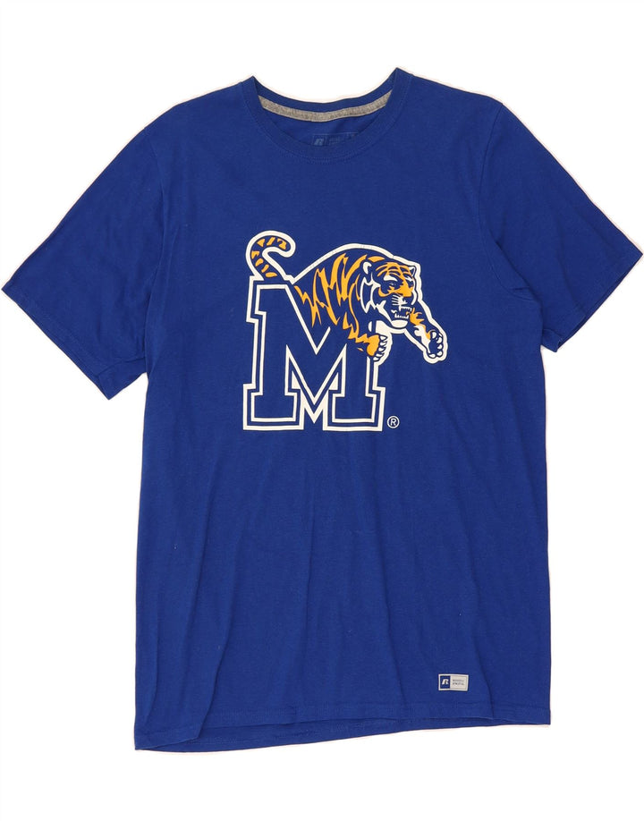 RUSSELL ATHLETIC Mens Graphic T-Shirt Top Medium Blue Cotton Vintage Russell Athletic and Second-Hand Russell Athletic from Messina Hembry 