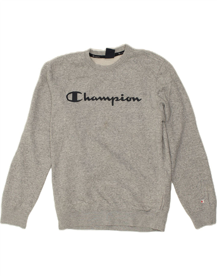 CHAMPION Mens Graphic Sweatshirt Jumper Medium Grey Cotton | Vintage Champion | Thrift | Second-Hand Champion | Used Clothing | Messina Hembry 