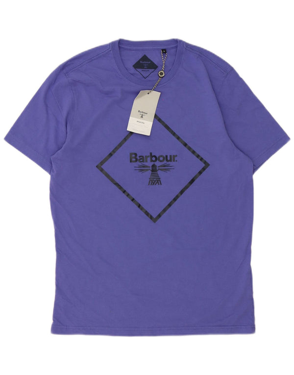 T-shirt grafica da uomo slim fit Barbour in cotone viola medio