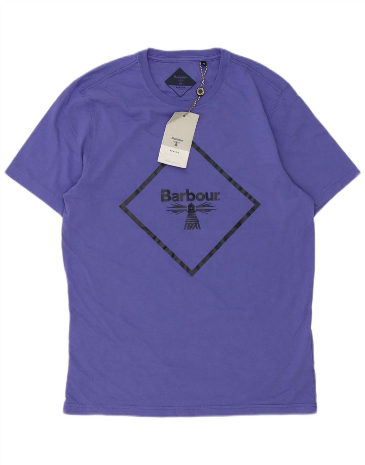 T-shirt grafica da uomo slim fit Barbour in cotone viola medio