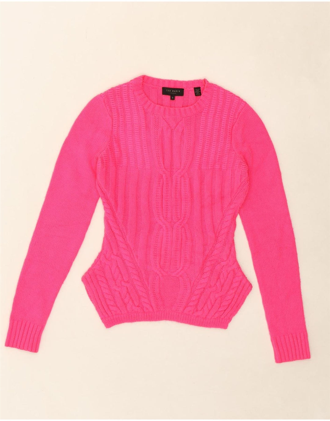 TED BAKER Womens Crew Neck Jumper Sweater Size 0 XS Pink Acrylic Vintage Ted Baker and Second-Hand Ted Baker from Messina Hembry 
