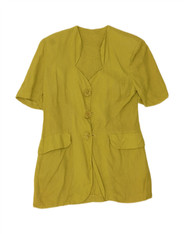 VINTAGE Womens 3 Button Short Sleeve Blazer Jacket IT 44 Medium Green