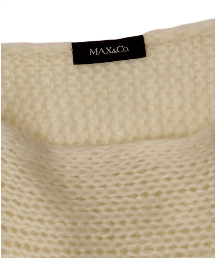 MAX & CO. Womens Crop Boat Neck Jumper Sweater UK 10 Small Off White