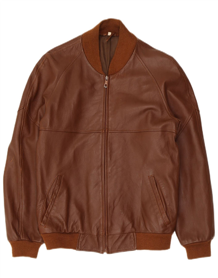 Giacca in pelle vintage da uomo IT 48 Marrone medio