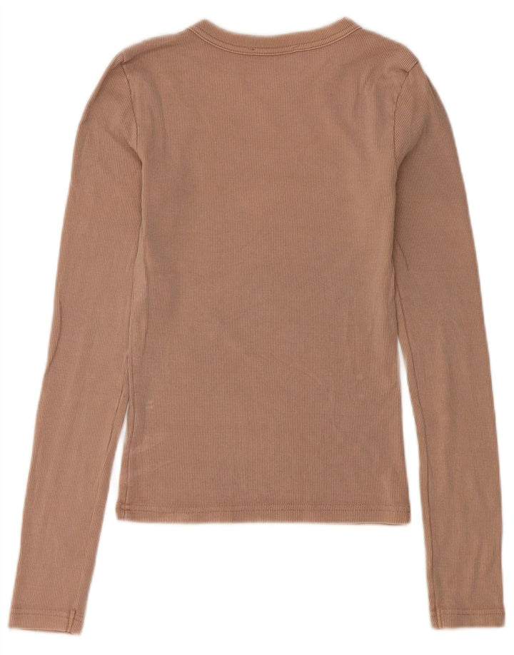 Top Zara da donna a maniche lunghe UK 8 Small in cotone beige