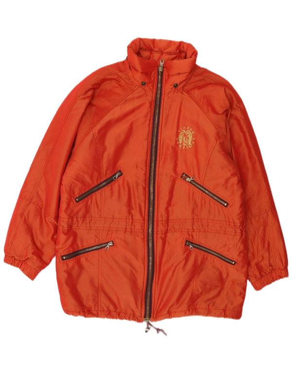 Giacca a vento oversize da donna vintage UK 10 piccola arancione in poliammide