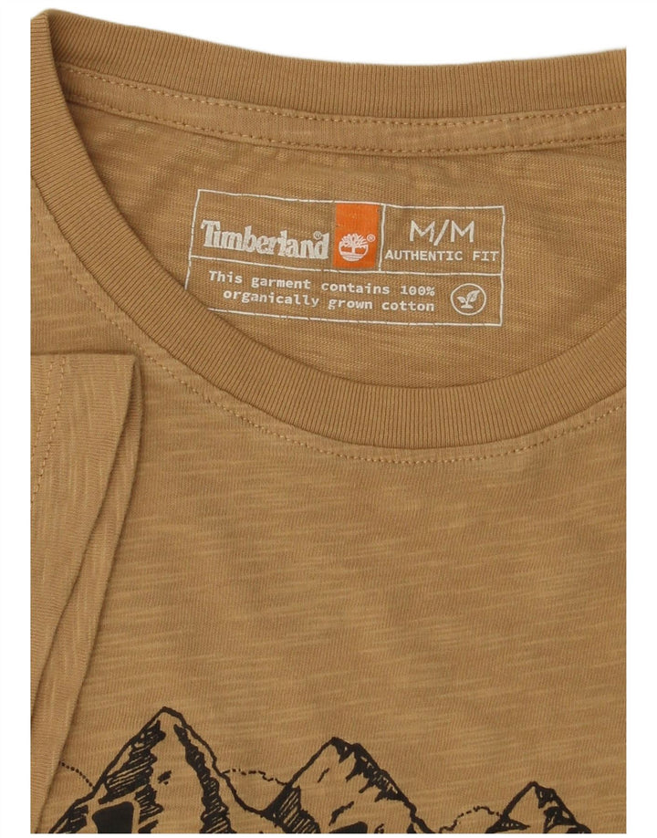 TIMBERLAND T-shirt grafica autentica da uomo Top in cotone chiazzato beige medio