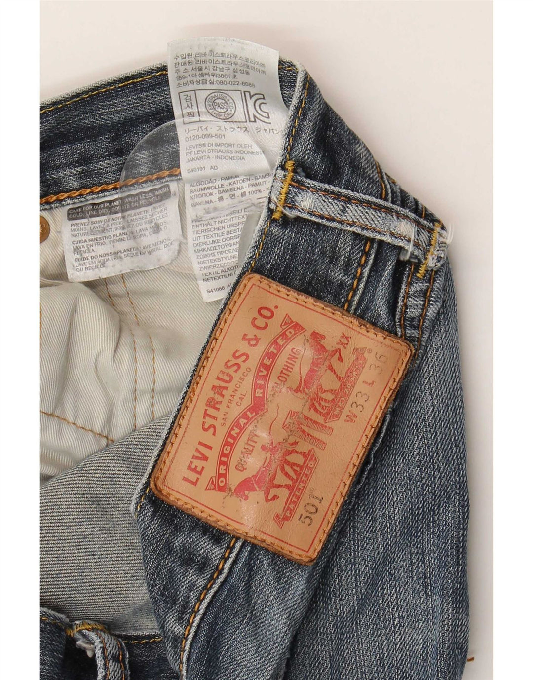 Levi's Uomo 501 Jeans dritti invecchiati W33 L36 Cotone blu