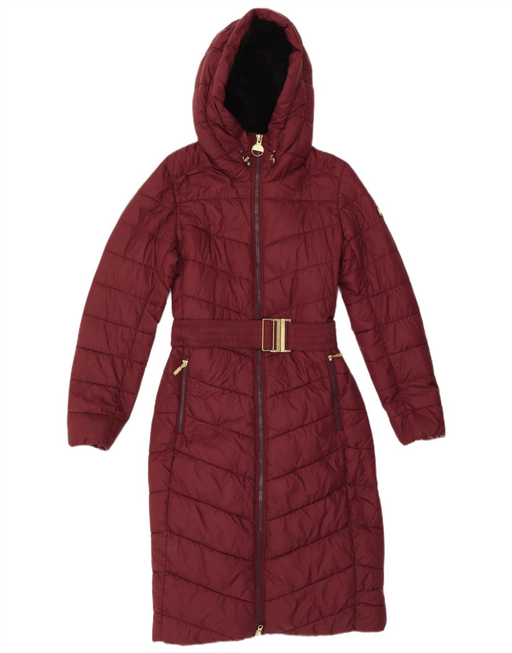 Cappotto imbottito con cappuccio da donna Barbour UK 8 piccolo bordeaux