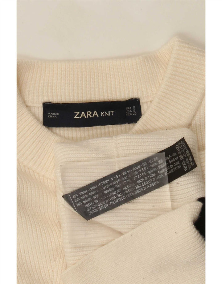 Maglione girocollo oversize da donna Zara UK 10 piccolo in viscosa bianca