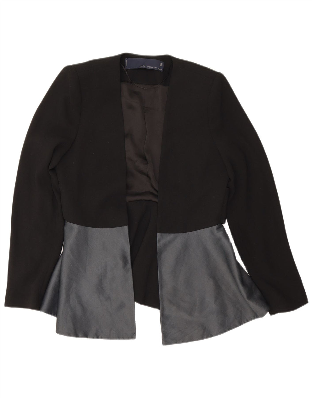 Giacca blazer aperta da donna Zara UK 14 poliestere color block medio nero
