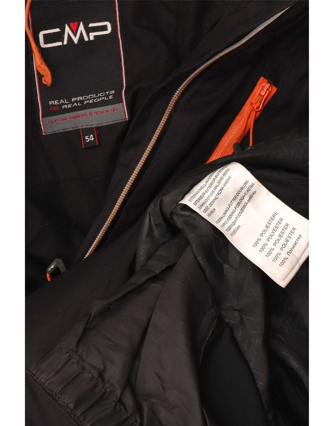 Giacca da sci con cappuccio da uomo CMP IT 54 2XL Nero Poliestere Colourblock Sports