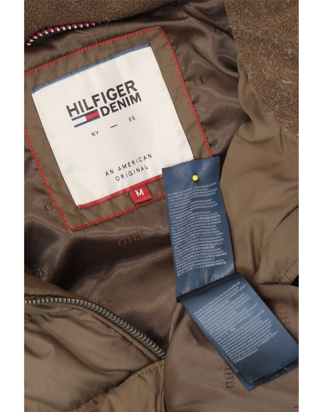 Cappotto imbottito con cappuccio da donna Tommy Hilfiger UK 14 Poliestere beige medio