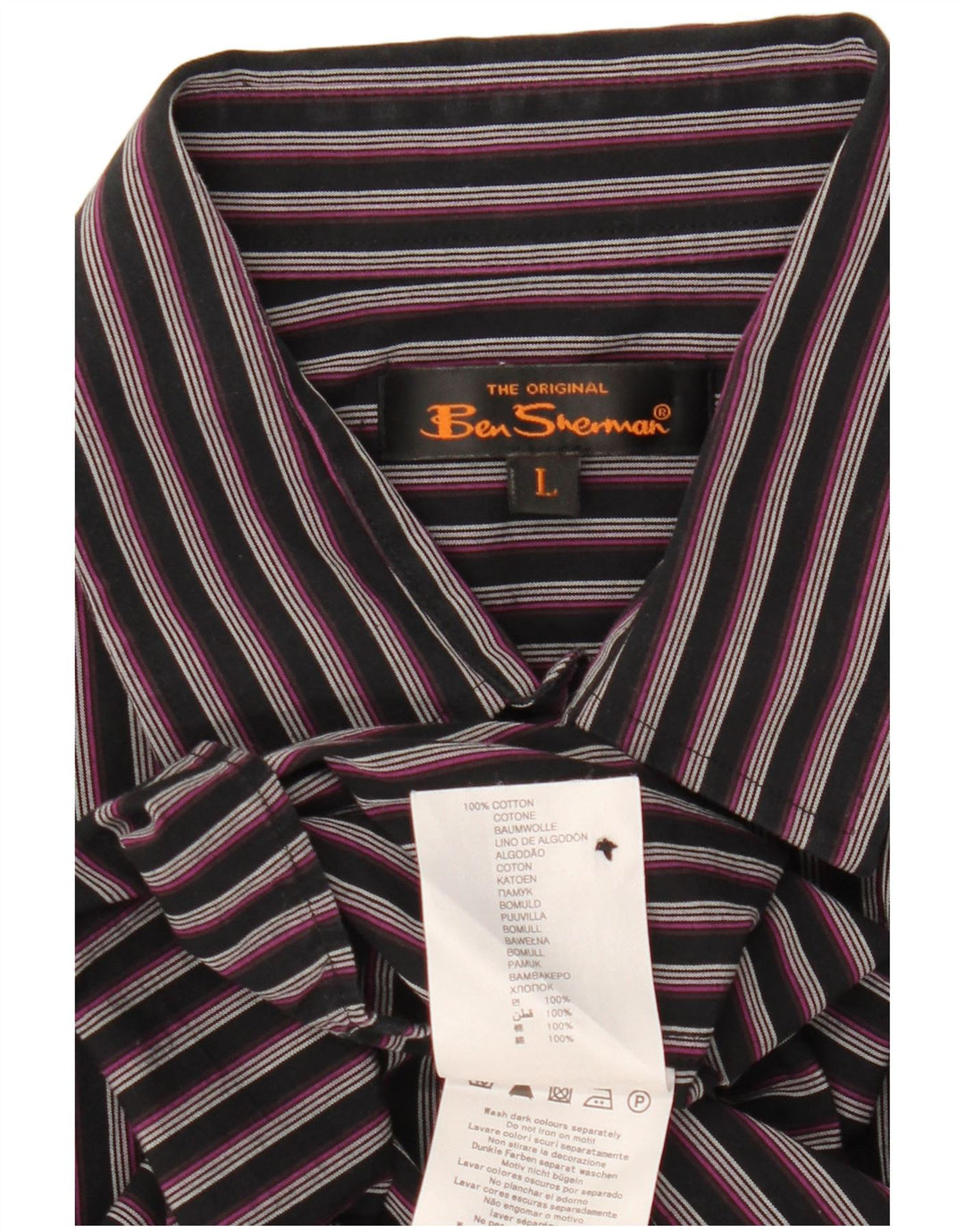 Camicia a maniche corte da uomo Ben Sherman in cotone a righe nere grandi