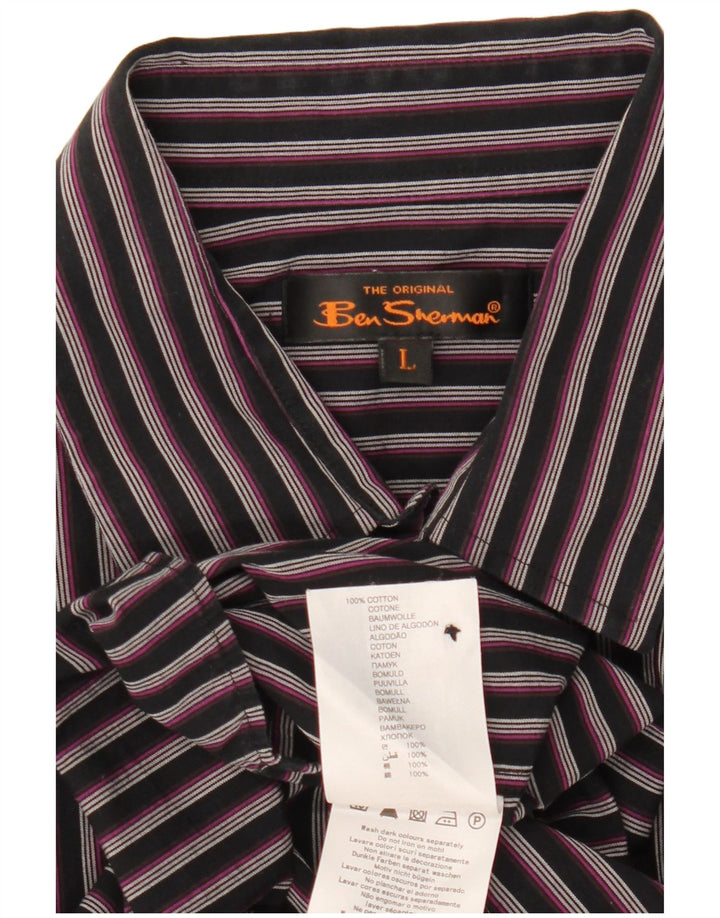 Camicia a maniche corte da uomo Ben Sherman in cotone a righe nere grandi