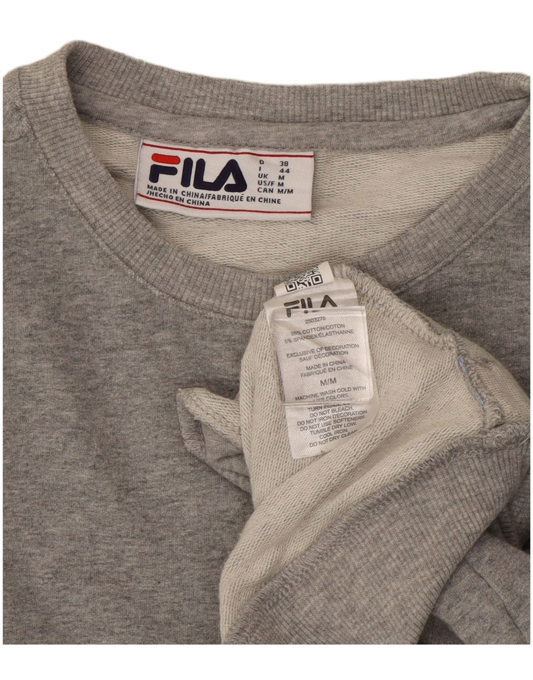 Felpa corta da donna Fila Maglione UK 14 Cotone grigio medio