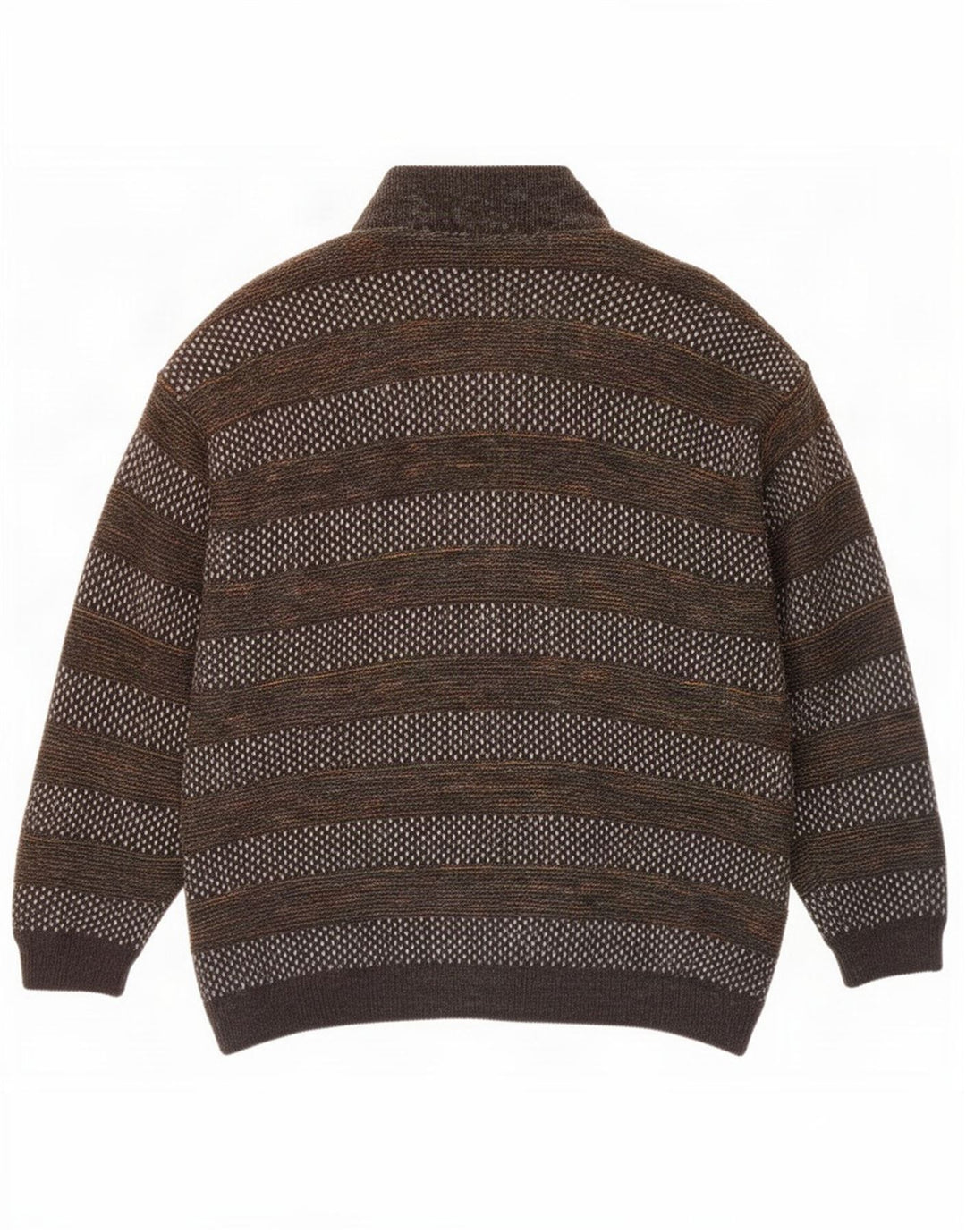 Giubbotto bomber in maglia da uomo vintage UK 42 XL a righe marroni