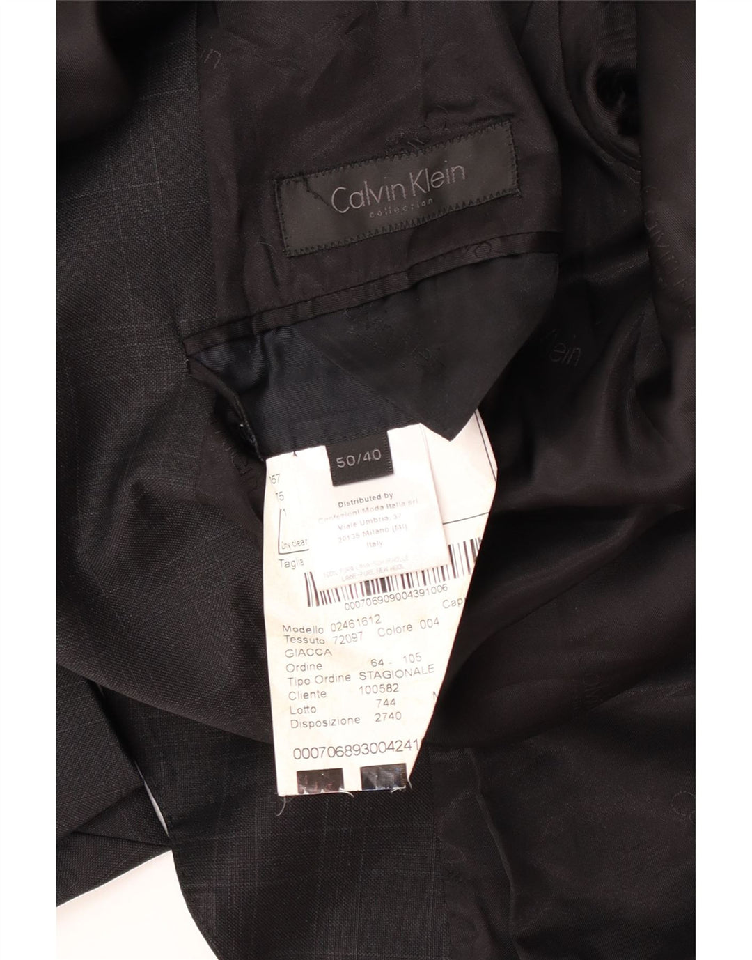 Giacca blazer a 2 bottoni da uomo Calvin Klein IT 50 Large Grey Check Wool