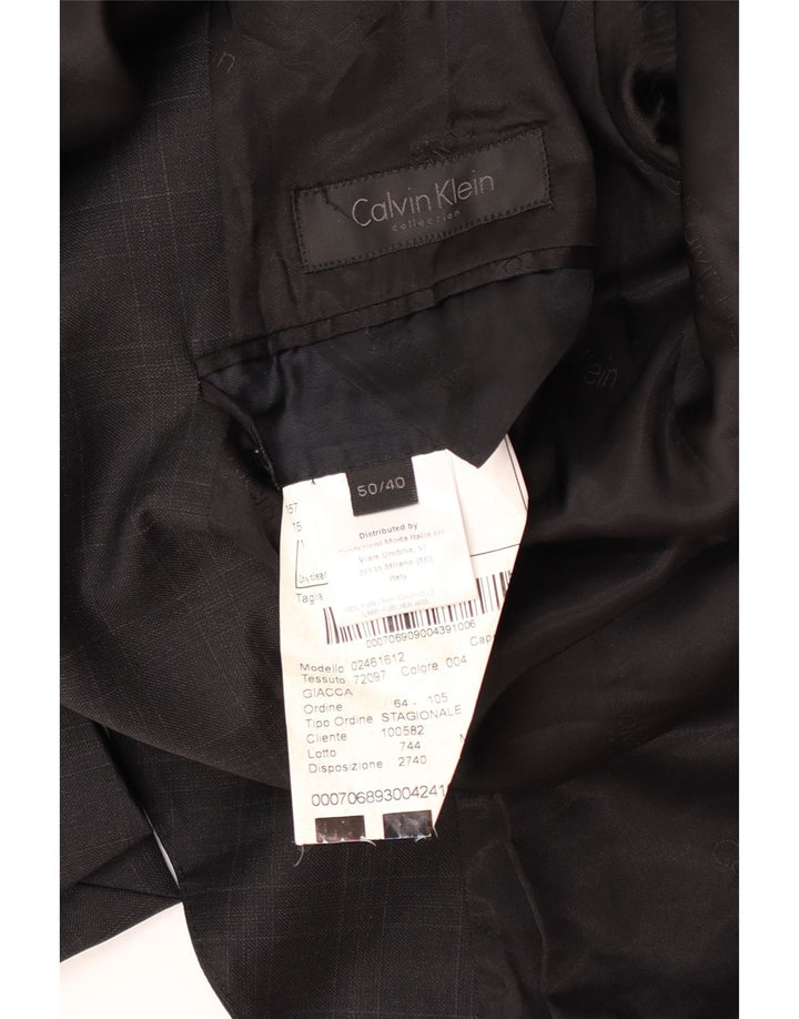 Giacca blazer a 2 bottoni da uomo Calvin Klein IT 50 Large Grey Check Wool