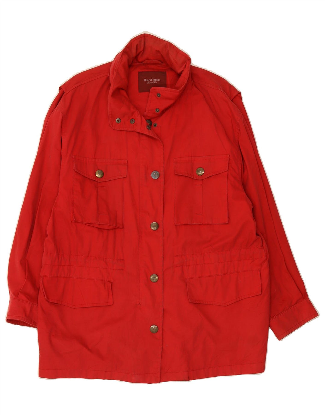 HENRY COTTONS Womens Hooded Utility Jacket EU 44 Large Red Cotton Vintage Henry Cottons and Second-Hand Henry Cottons from Messina Hembry 
