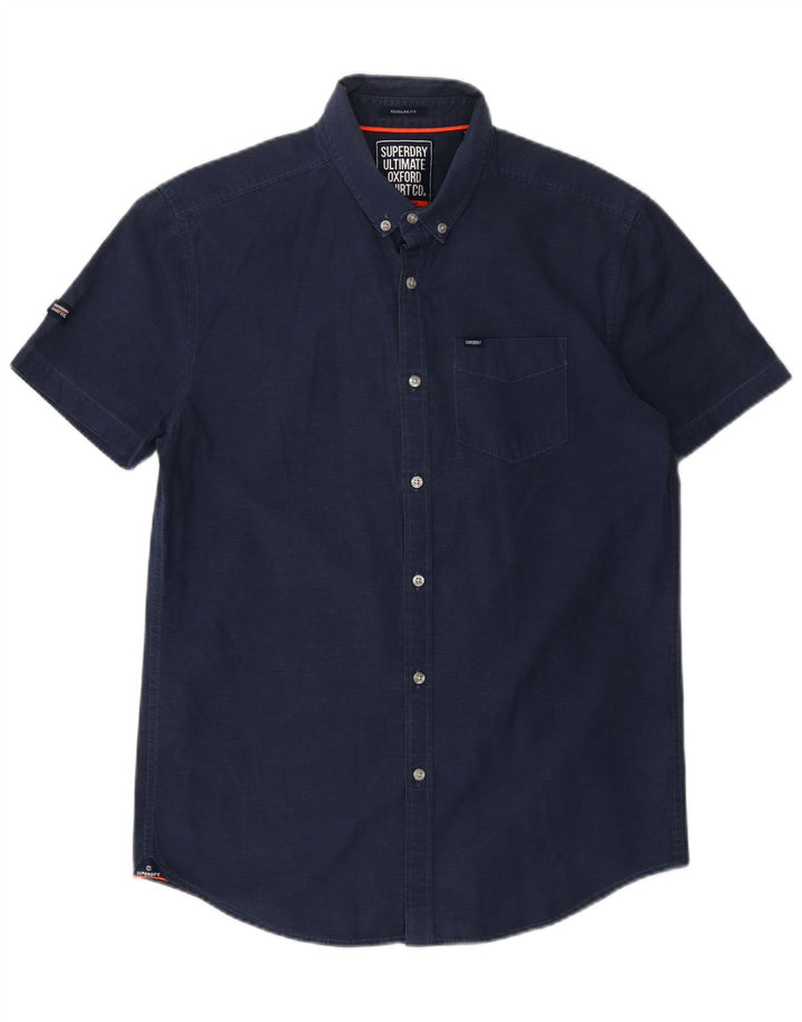 Camicia a maniche corte da uomo vestibilità regolare SUPERDRY in cotone blu navy medio