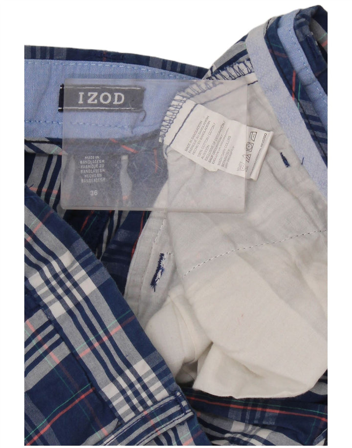 Pantaloncini chino da uomo IZOD W36 grandi in cotone a quadri blu navy