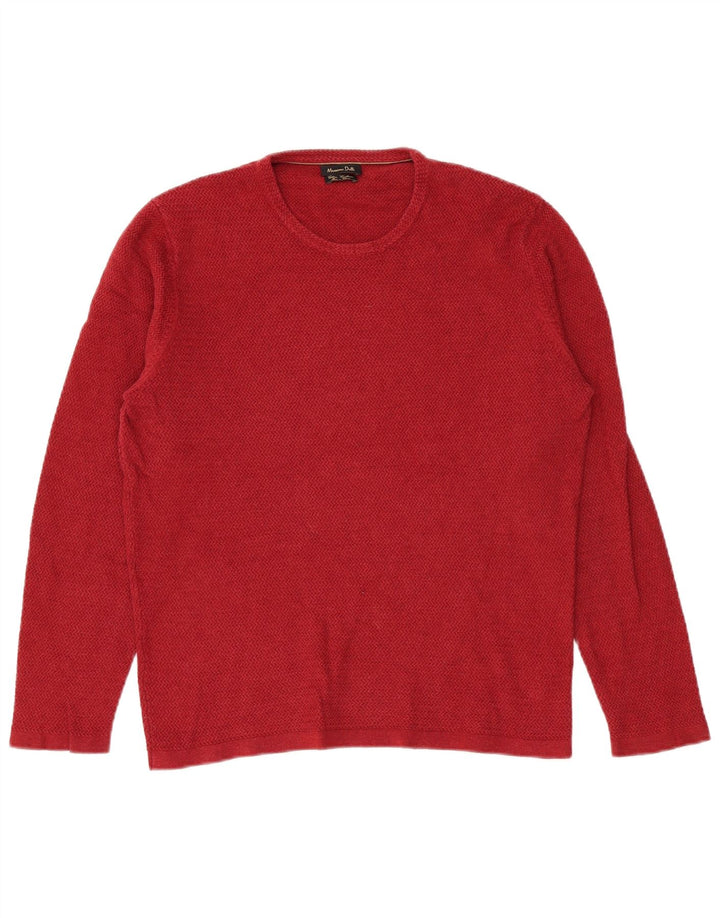 Maglione maglione girocollo da uomo Massimo Dutti grande cotone rosso