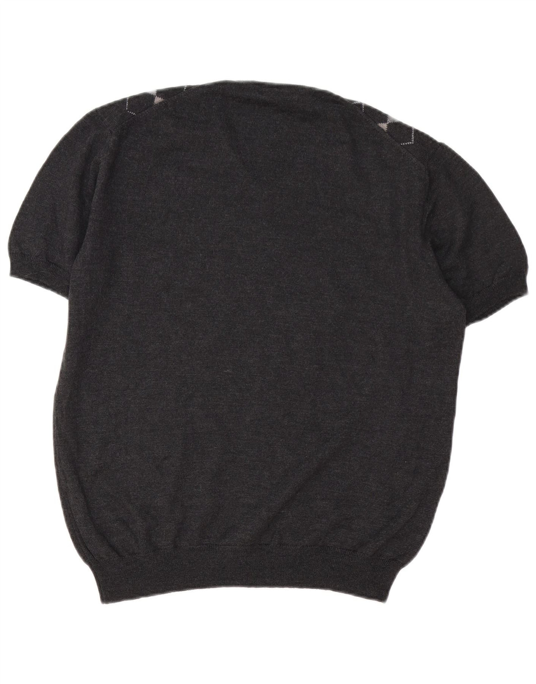 Maglione da donna VINTAGE con scollo a V UK 16 Large Grey Argyle/Diamond