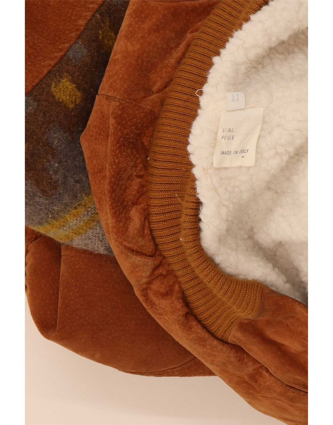 Giacca in pelle da uomo vestibilità ampia Columbus UK 40 Large Beige geometrica