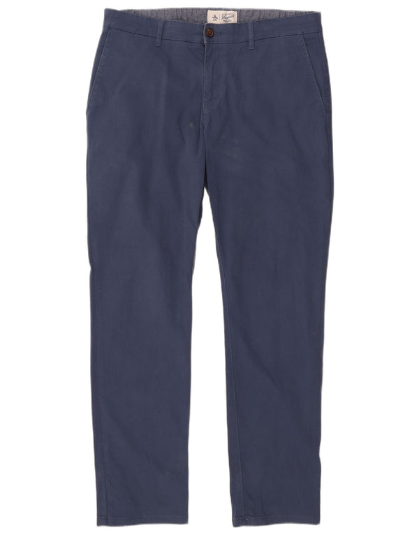 PENGUIN Pantaloni chino slim da uomo W34 L32 cotone blu navy
