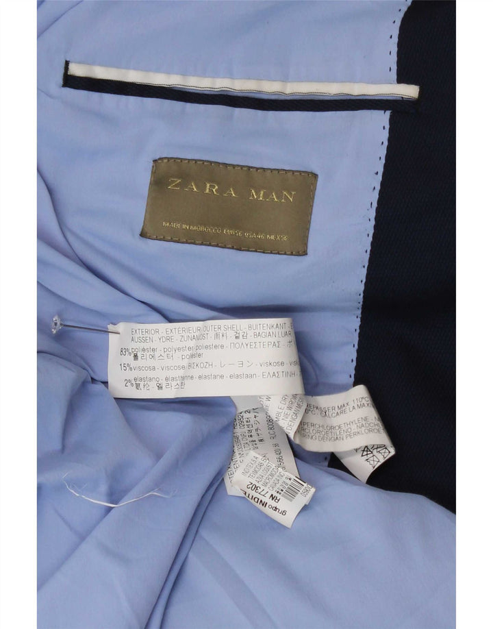Zara Giacca blazer a 1 bottone da uomo EU 56 XL Blu navy Poliestere