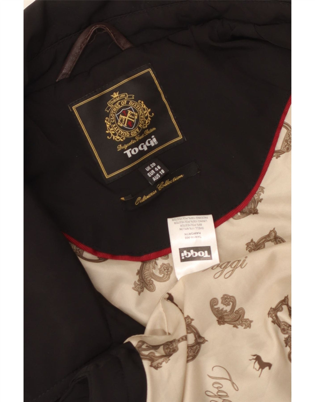 Cappotto da marinaio da donna Toggi UK 20 2XL nylon nero