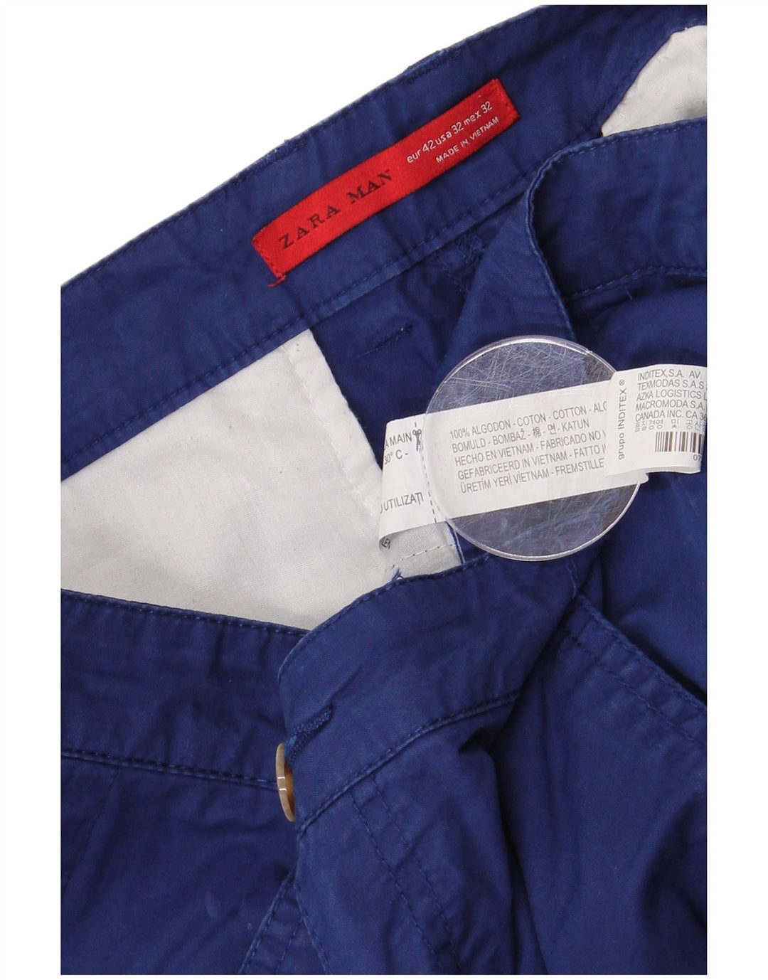 Pantaloncini chino da uomo ZARA EU 42 Large W32 cotone blu