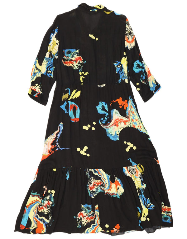 Desigual Abito camicia da donna con maniche a 3/4 modello astratto UK 18 XL Nero