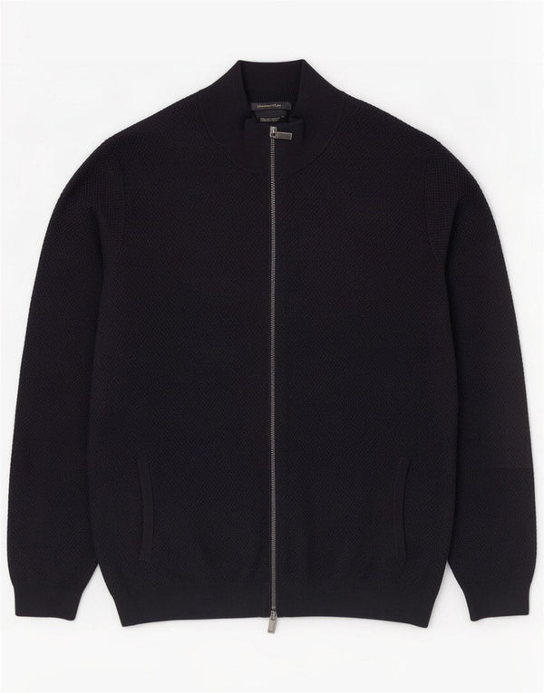 Maglione cardigan da uomo Massimo Dutti XL in cotone blu navy