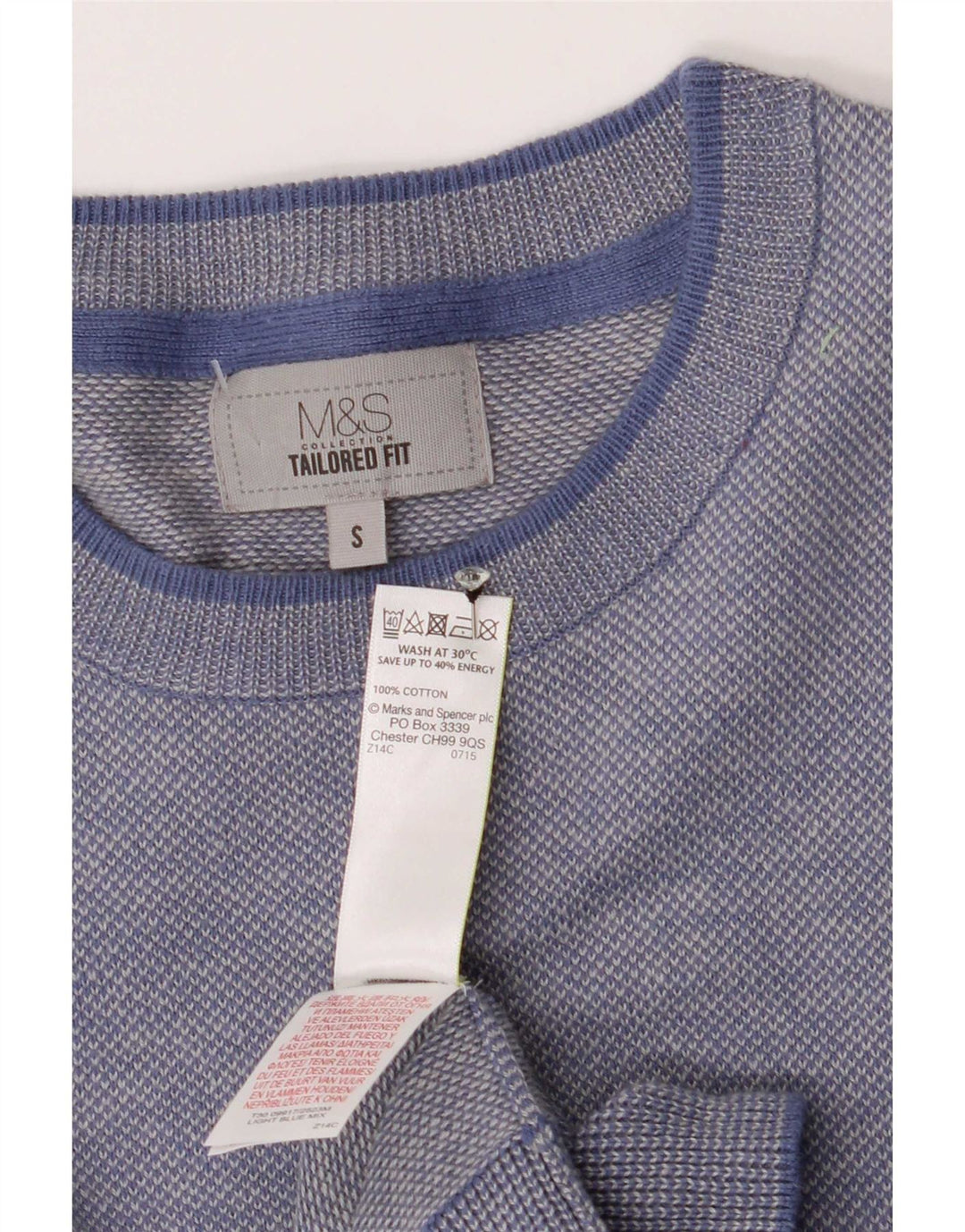 Maglione maglione girocollo da uomo Marks & Spencer su misura piccolo blu