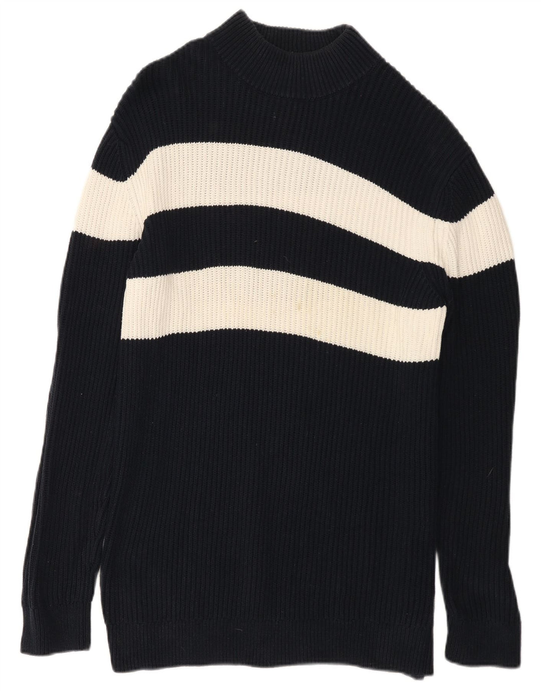 Maglione maglione da uomo con collo alto French Connection a righe blu navy medio