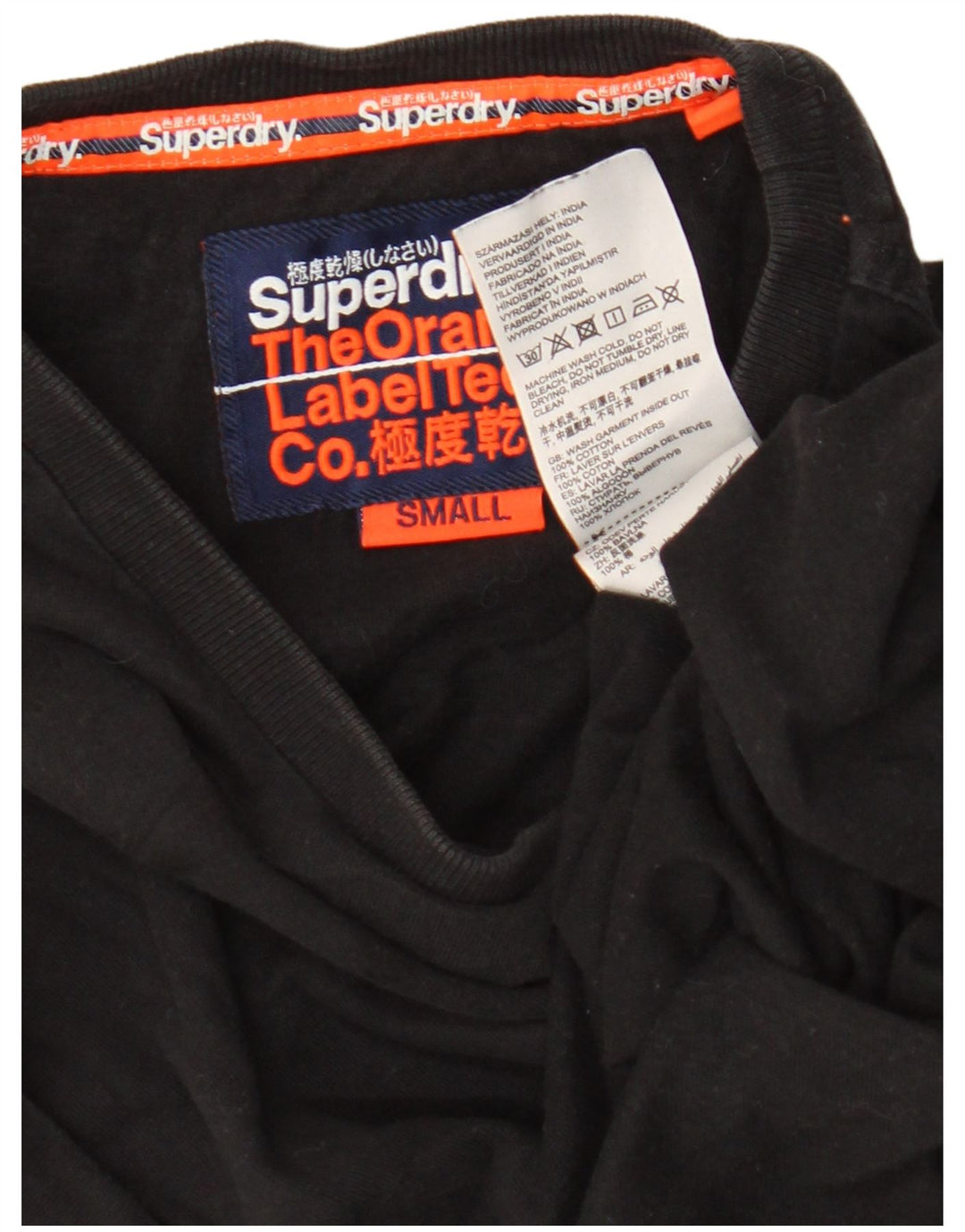 T-shirt da uomo Superdry Top Small in cotone nero