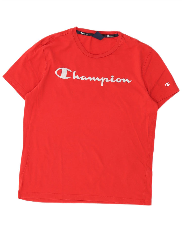 T-shirt grafica da uomo Champion Top in cotone rosso medio