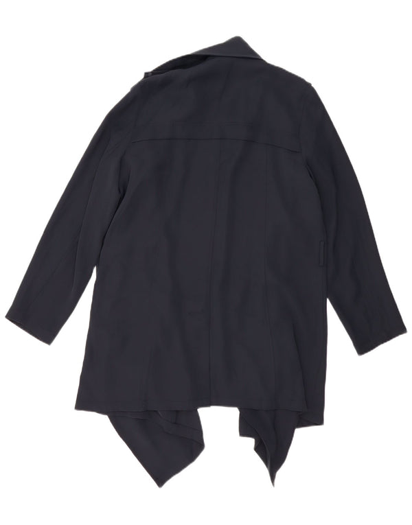 Trench da donna Zara UK 16 grande poliestere blu navy