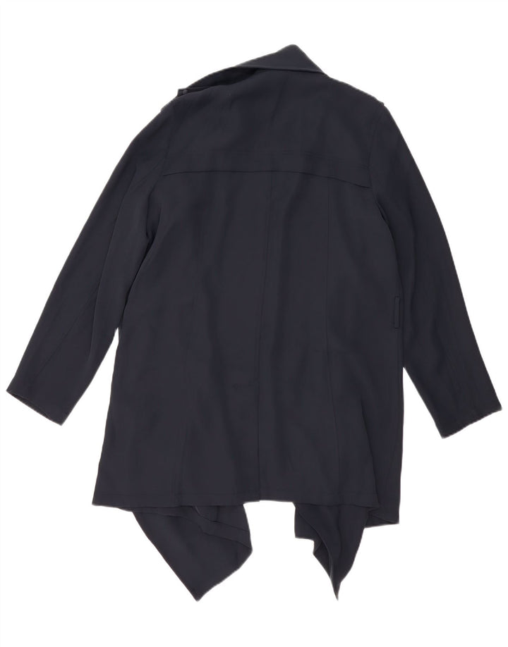 Trench da donna Zara UK 16 grande poliestere blu navy