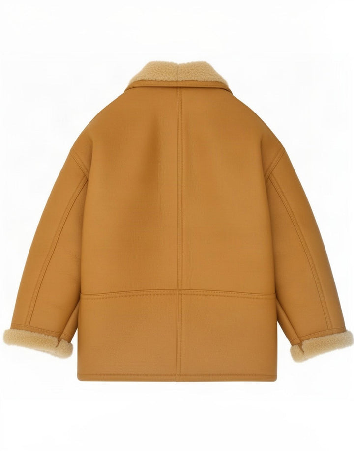 Cappotto in shearling vintage da donna IT 44 Beige medio