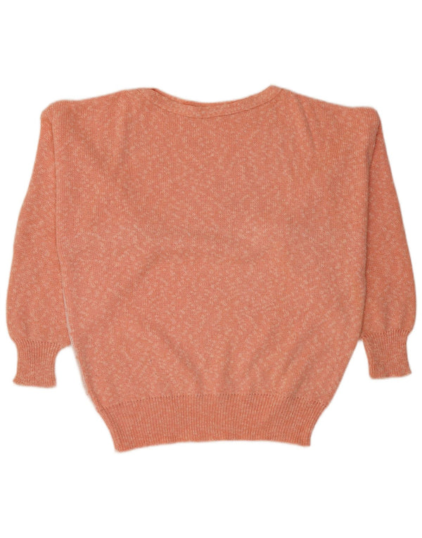 Maglione vintage da donna con scollo a barca UK 18 XL Rosa chiazzato