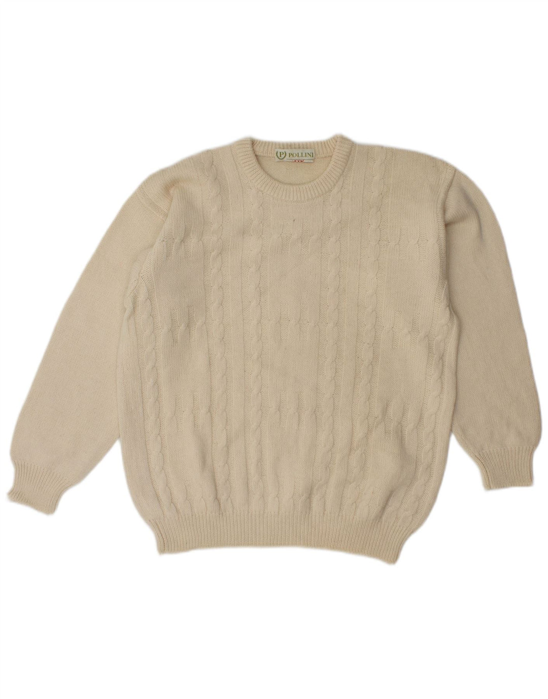 Pollini Uomo Maglione Girocollo Maglione IT 52 Large Beige Lana