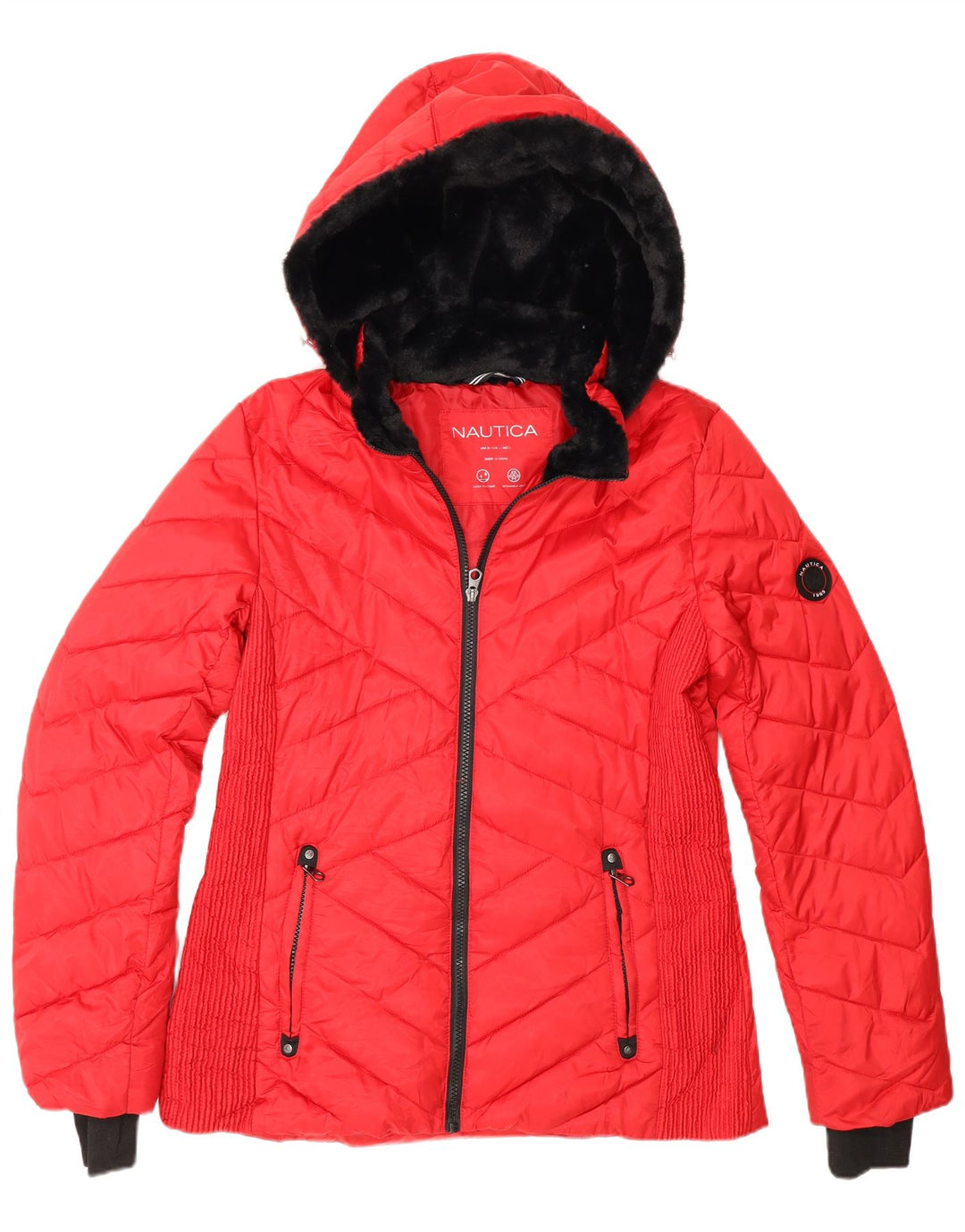 Giacca imbottita con cappuccio da donna Nautica UK 14 poliestere rosso medio