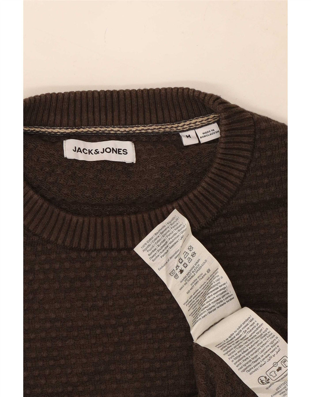 Maglione maglione girocollo da uomo Jack & Jones in cotone marrone medio